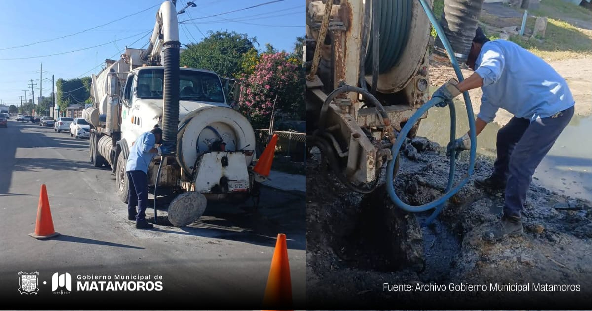 Gobierno de Matamoros realiza limpieza y desazolve en la colonia Rodríguez