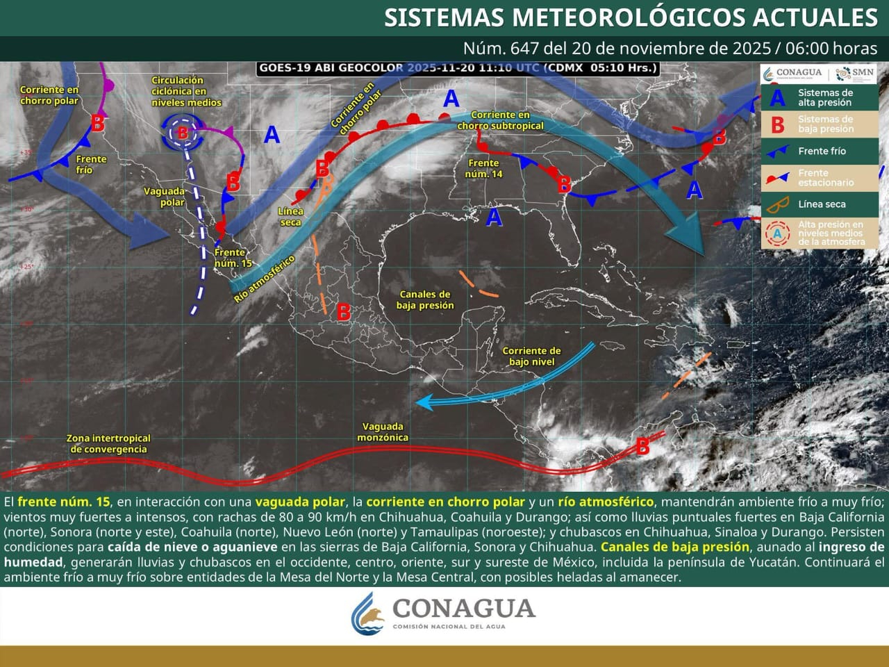 Alertan por Frente frío 15; traerá marcado descenso de temperatura a Tamaulipas