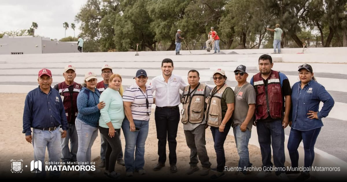 Avanza la rehabilitación del Parque Niños Héroes y mejoras viales en Matamoros